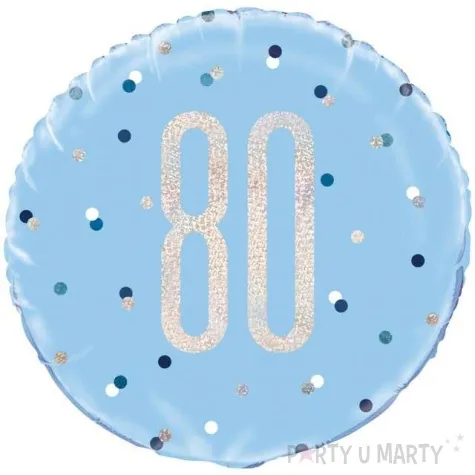balon foliowy 80 urodziny glitz grochy niebieski unique 18 rnd