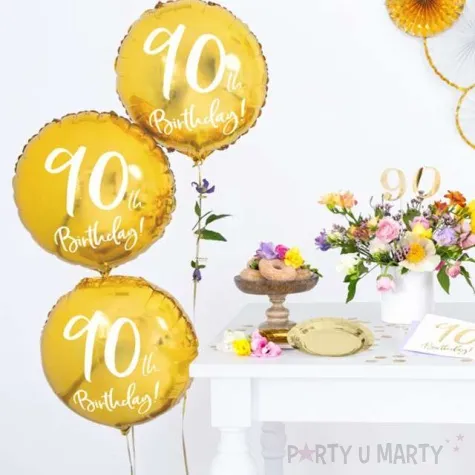 balon foliowy 90 urodziny 90th birthday zloty partydeco 18 rnd