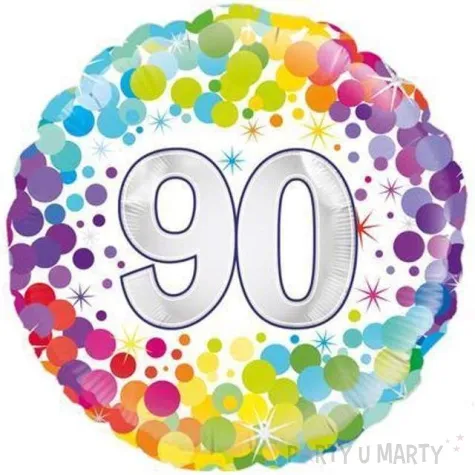 balon foliowy 90 urodziny confetti oaktree 18 rnd
