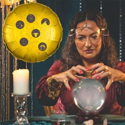 balon foliowy andrzejki astro zodiak zloty 18 rnd