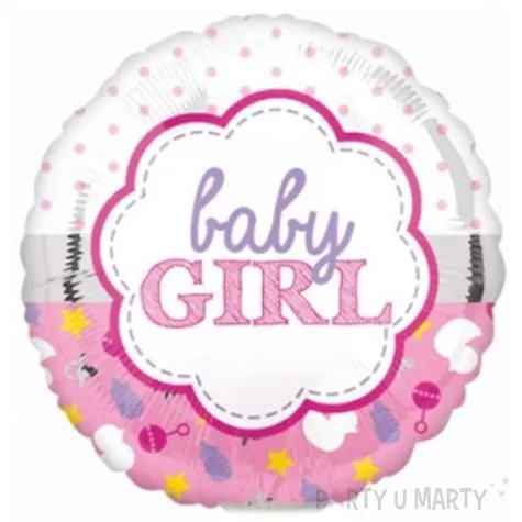 balon foliowy baby girl kropki rozowy amscan 9 rnd