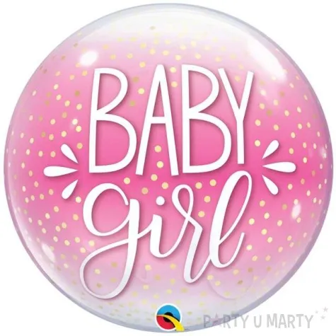 balon foliowy baby girl kropki rozowy qualatex 22 rnd