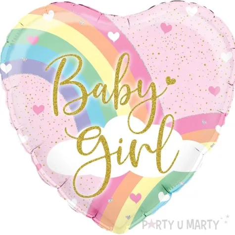 balon foliowy baby girl tecza w sercu rozowy oaktree 18 hrt