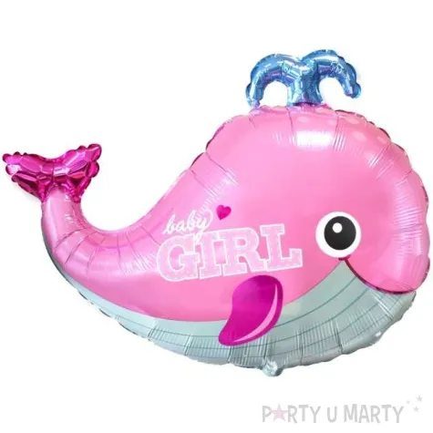 balon foliowy baby girl wieloryb rozowy flexmetal 24 shp