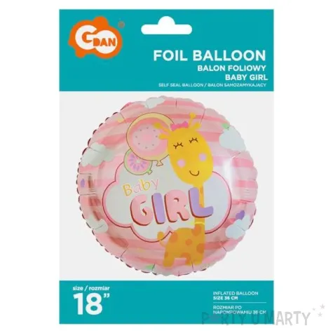balon foliowy baby girl zyrafa godan 18 rnd