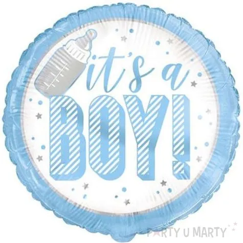 balon foliowy baby shower its a boy blekitny unique 18 rnd