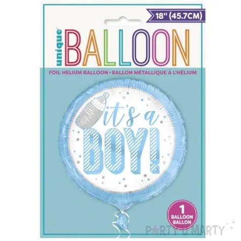 balon foliowy baby shower its a boy blekitny unique 18 rnd