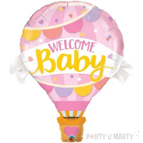 balon foliowy baby shower welcome baby rozowy qualatex 42 shp