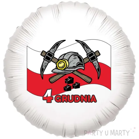 balon foliowy barborka flaga kilof i kask bialy 18 rnd