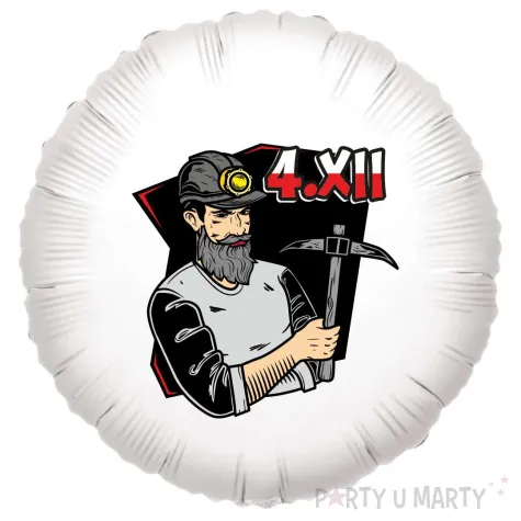 balon foliowy barborka gornik z kilofem bialy 18 rnd