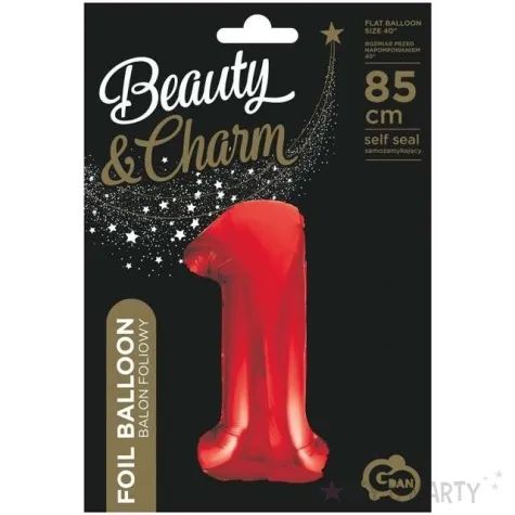 balon foliowy beauty and charm cyfra 1 czerwony godan 33 dgt