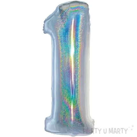 balon foliowy beauty and charm cyfra 1 srebrny holograficzny godan 30 dgt