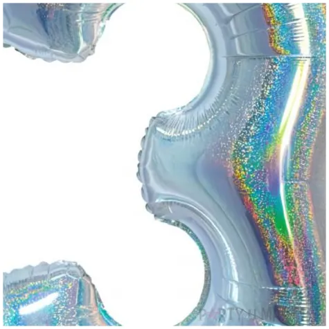 balon foliowy beauty and charm cyfra 3 srebrny holograficzny godan 30 dgt