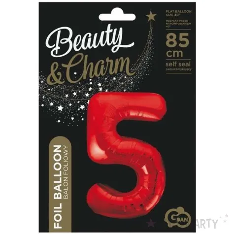 balon foliowy beauty and charm cyfra 5 czerwony godan 33 dgt
