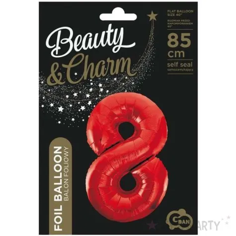 balon foliowy beauty and charm cyfra 8 czerwony godan 33 dgt