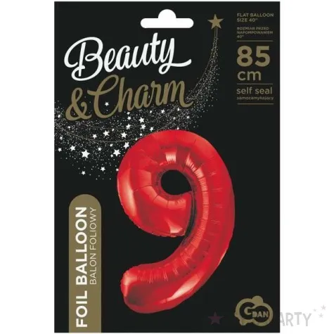 balon foliowy beauty and charm cyfra 9 czerwony godan 33 dgt