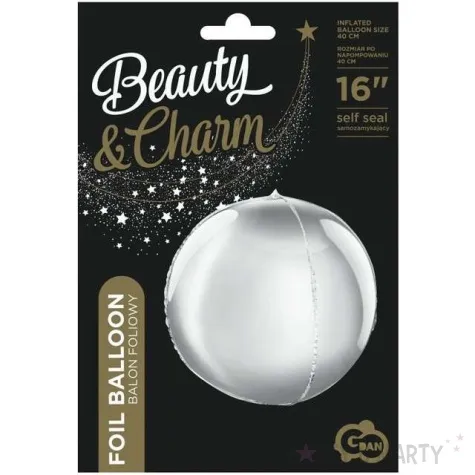 balon foliowy beauty and charm srebrna kula godan 16 orb