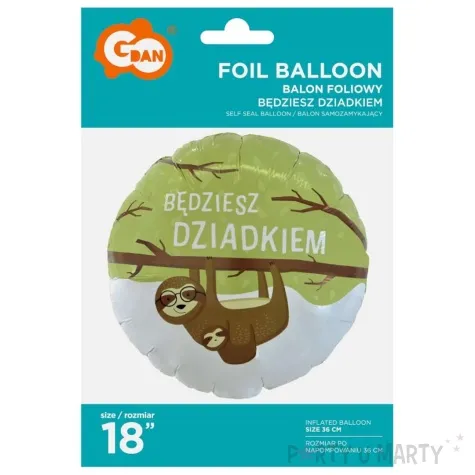 balon foliowy bedziesz dziadkiem leniwiec godan 18 rnd