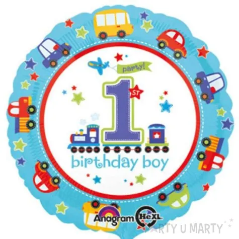 balon foliowy birthday boy train 1 amscan 18 rnd