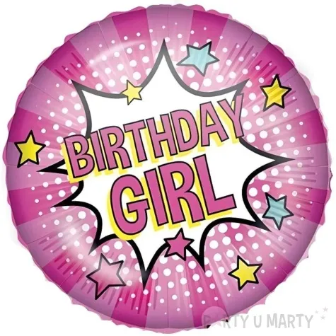 balon foliowy birthday girl rozowy procos 18 rnd