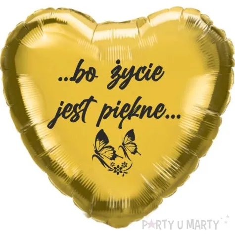 balon foliowy bo zycie jest piekne zloto czarny 18 hrt