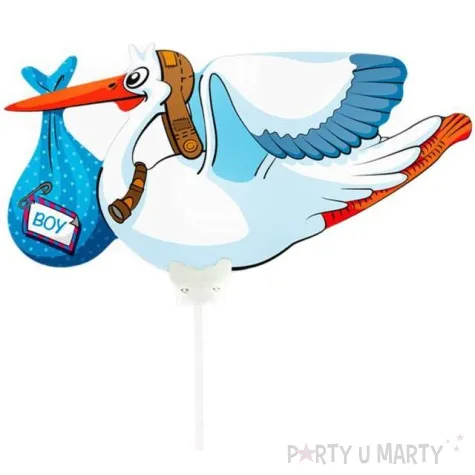 balon foliowy bocian chlopiec niebieski folat 15 shp