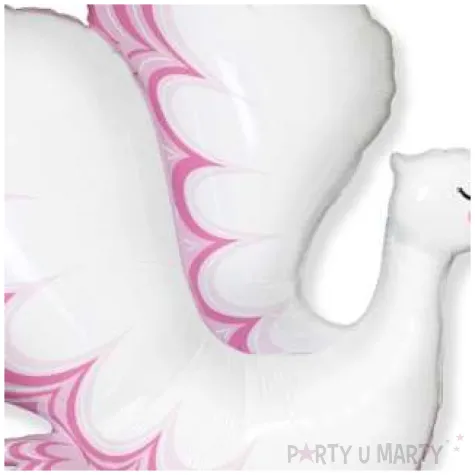 balon foliowy bocian z dzieckiem rozowy flexmetal 24 shp