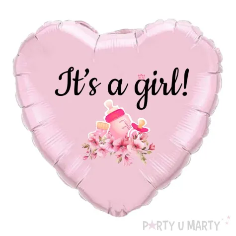 balon foliowy bodo girl its a girl dekoracja na baby shower gender reveal rozowy 18 hrt
