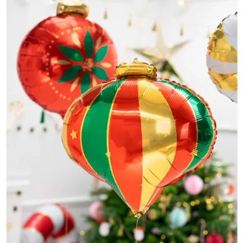 balon foliowy bombka spiczasta czerwono zielony partydeco 19 shp