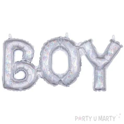balon foliowy boy srebrny holograficzny amscan 22 shp