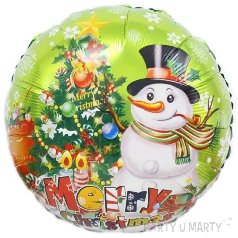 balon foliowy boze narodzenie balwan i choinka 18 rnd