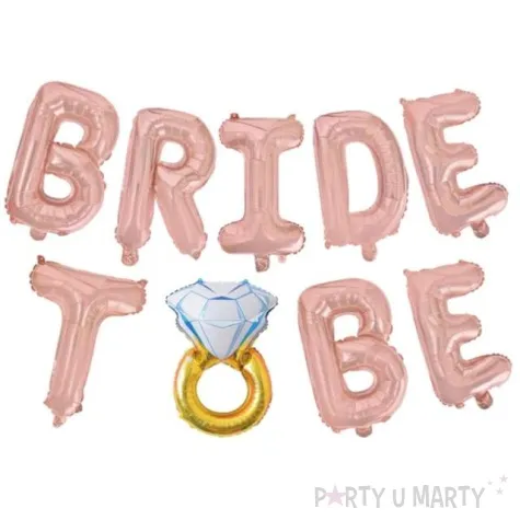 balon foliowy bride to be pierscionek rozowe zloto partypal zestaw 9 szt