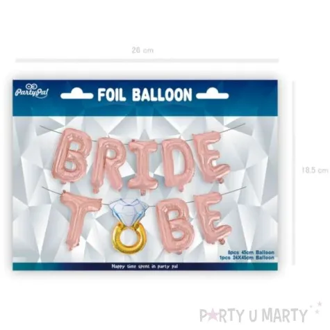 balon foliowy bride to be pierscionek rozowe zloto partypal zestaw 9 szt