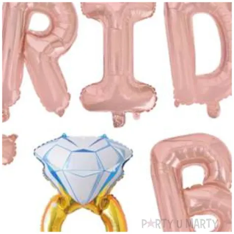 balon foliowy bride to be pierscionek rozowe zloto partypal zestaw 9 szt