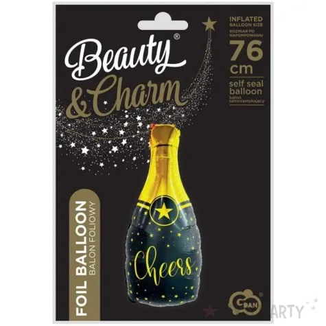 balon foliowy butelka szampana cheers czarno zloty godan 30 shp
