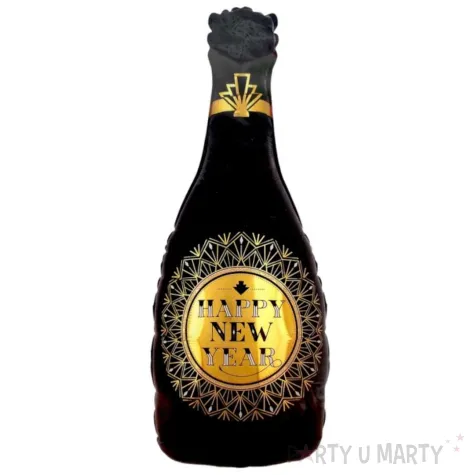 balon foliowy butelka szampana happy new year glamour czarny jix 33 shp