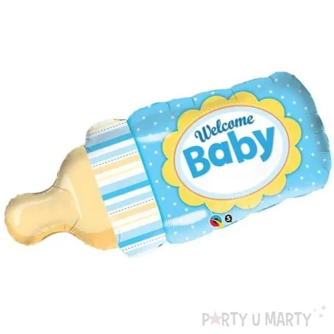 balon foliowy butelka welcome baby niebieski qualatex 39 shp