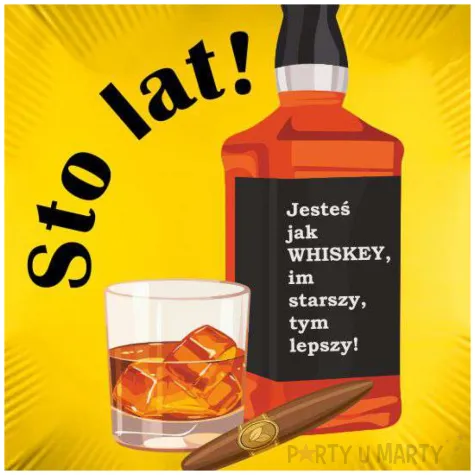 balon foliowy butelka whisky zloty 18 rnd