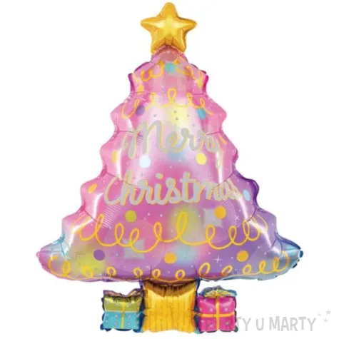 balon foliowy choinka merry christmas prezenty mix partypal 32 shp