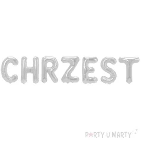 balon foliowy chrzest napis srebrny partypal 15 ltr