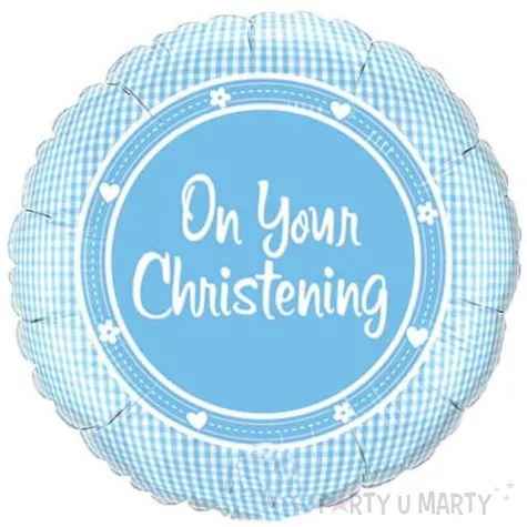 balon foliowy chrzest niebieski qualatex 18 rnd