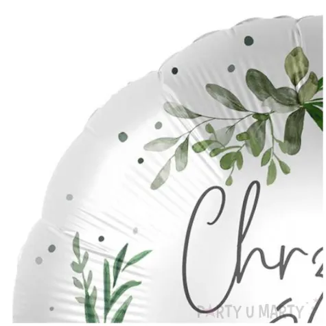 balon foliowy chrzest swiety eukaliptus bialy premioloon 17 rnd