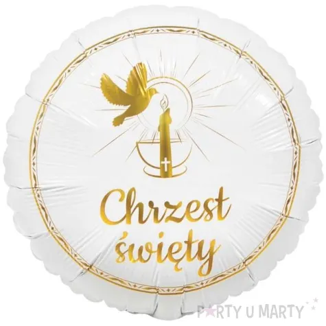 balon foliowy chrzest swiety golabek i kelich ihs bialy godan 18 rnd