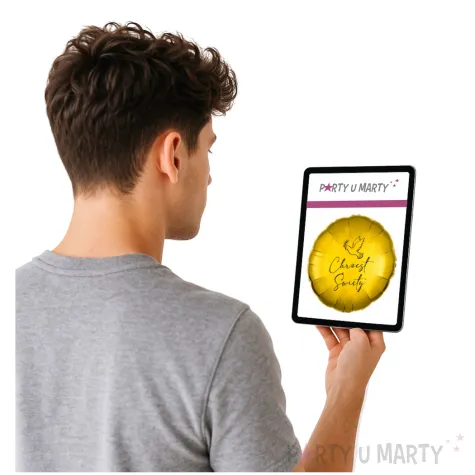 balon foliowy chrzest swiety golabek zloto czarny 18 rnd