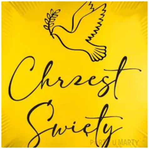 balon foliowy chrzest swiety golabek zloto czarny 18 rnd