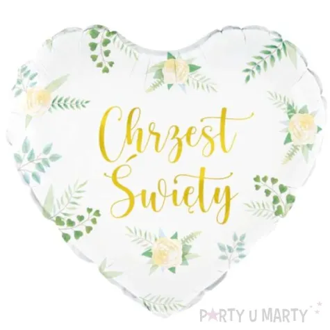 balon foliowy chrzest swiety serce i eukaliptus bialy partypal 18 hrt