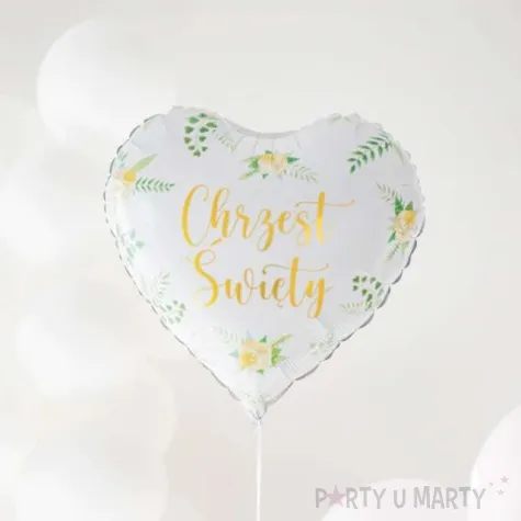 balon foliowy chrzest swiety serce i eukaliptus bialy partypal 18 hrt
