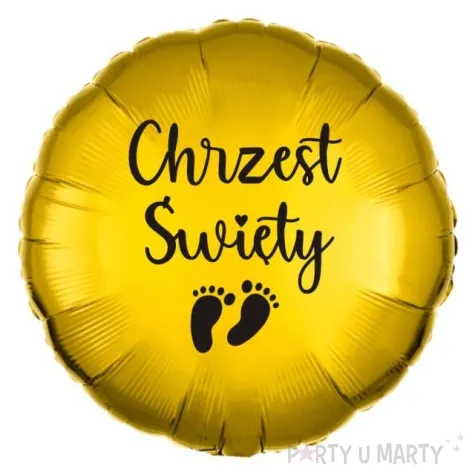 balon foliowy chrzest swiety stopki zloto czarny 18 rnd