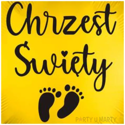 balon foliowy chrzest swiety stopki zloto czarny 18 rnd