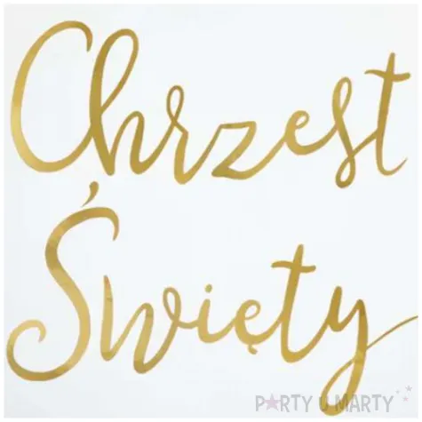 balon foliowy chrzest swiety zloty napis bialy partydeco 18 rnd